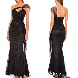 Michael Costello Black Lace Maxi Dress